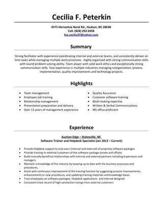 Cecilia F Peterkin Resume' | DOC