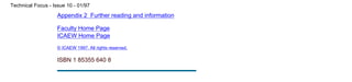 Appendix 2 Further reading and information
Faculty Home Page
ICAEW Home Page
© ICAEW 1997. All rights reserved.
ISBN 1 85355 640 8
Technical Focus - Issue 10 - 01/97
file:///C|/TechFocus/Business Risk Manag/tf10_5a/tf10_5a.htm (2 of 2) [11/10/1999 16:50:54]
 