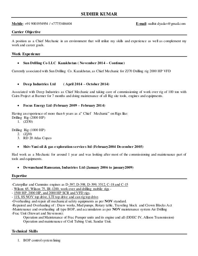 mechanic cv