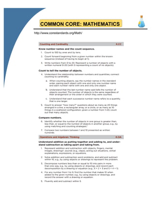 COMMON CORE: MATHEMATICS
http://www.corestandards.org/Math/
 