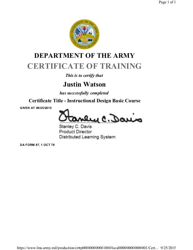 instruction design basic course da form 87