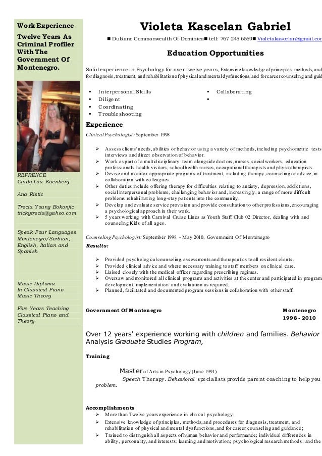 violeta s psychologist resume resume psychologist
