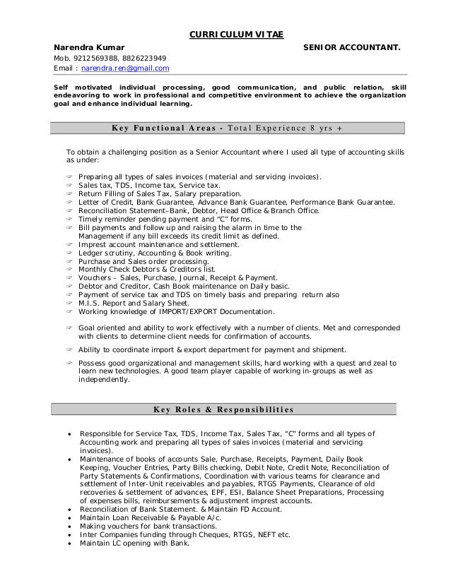 cv for senior accountant management accountant cv