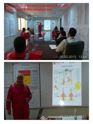 Communicating the lessons associated with each
poster / slide & aims and objectives
 