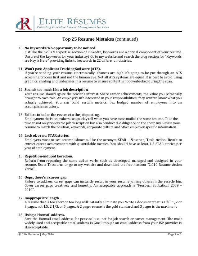 top 25 resume mistakes email address on resumes
