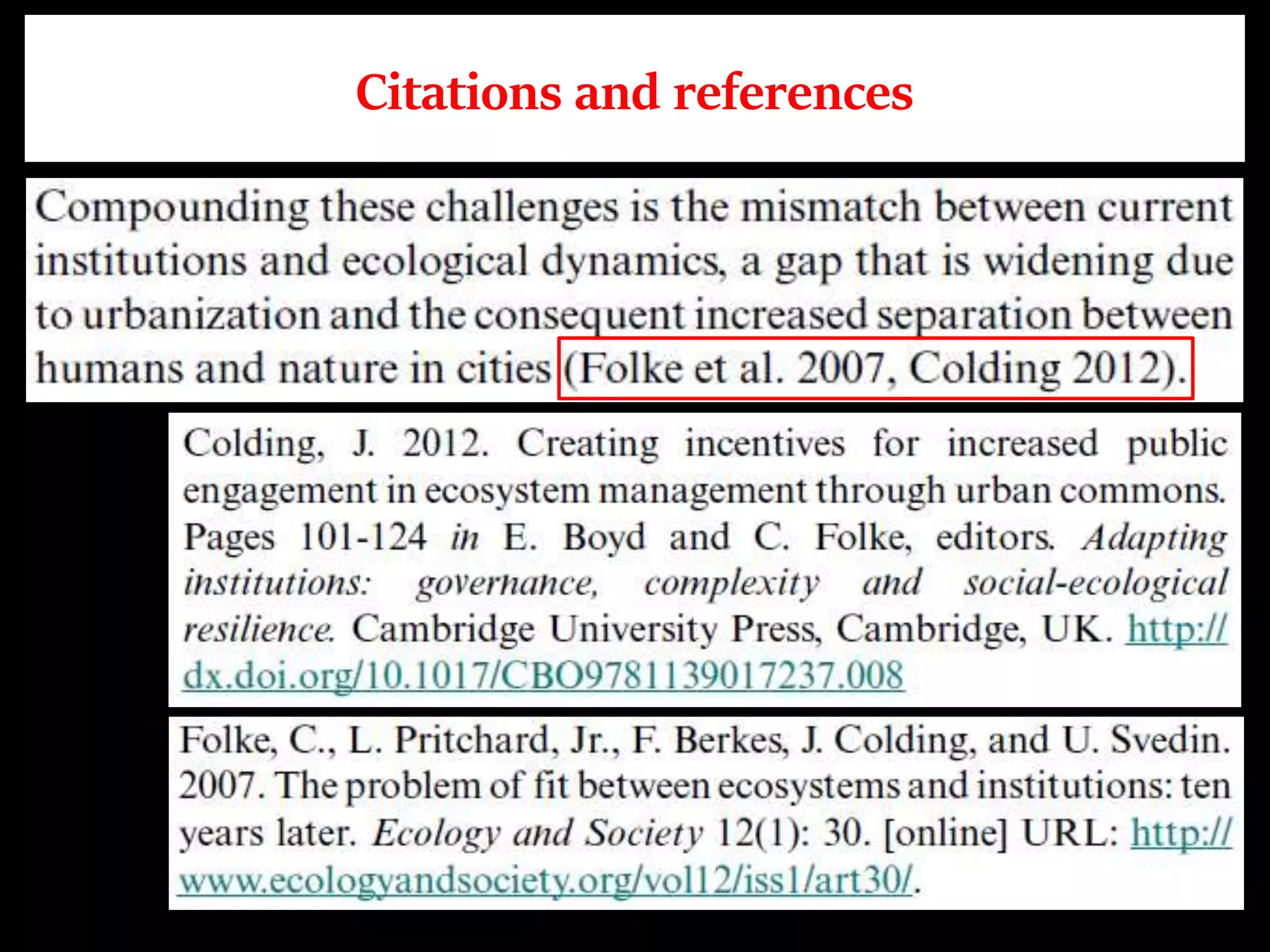 Citations and references
 