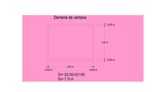Dv= 2(2.05)+2(1.50)
Dv= 7.10 m
0.025 m
2.00 m
0.025 m
0.025 m
1.50 m
0.025 m
 