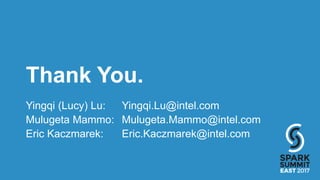 Thank You.
Yingqi (Lucy) Lu: Yingqi.Lu@intel.com
Mulugeta Mammo: Mulugeta.Mammo@intel.com
Eric Kaczmarek: Eric.Kaczmarek@i...