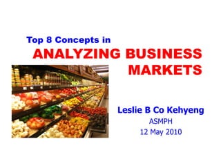   Top 8 Concepts in  ANALYZING BUSINESS MARKETS Leslie B Co Kehyeng ASMPH 12 May 2010 