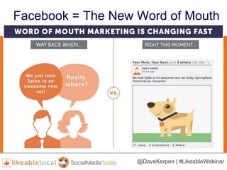 Facebook = The New Word of Mouth
@DaveKerpen | #LikeableWebinar
 