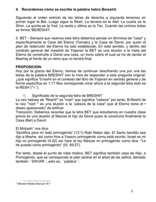 4. Recordemos cómo se escribe la palabra hebra Bereshit.

Siguiendo el orden estricto de las letras de derecha a izquierda...