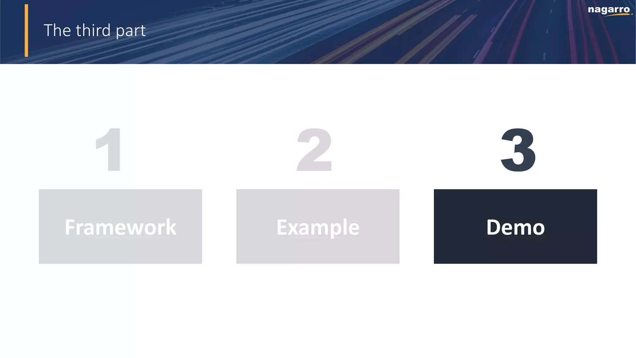 The third part
1 2 3
Framework Example Demo
 