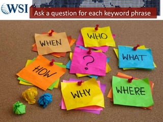 Ask a question for each keyword phrase
©2013 WSI. All rights reserved.
 