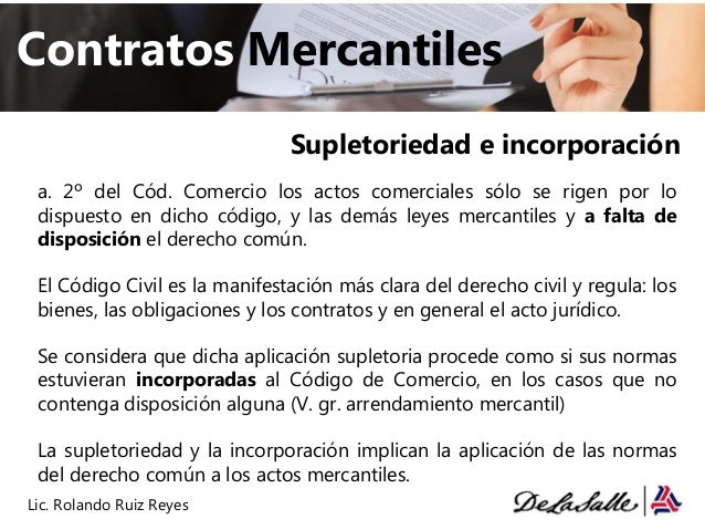 7 contratos mercantiles normas generales supletoriedad e incorporaciã…
