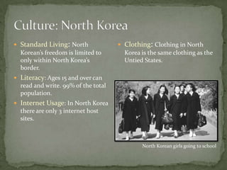 Political: North KoreaType of Government: Communist; one-man dictatorship.Chief of State: Kim Jong Il (since July 1994)Head of Government: Premier Yong Rim (since 7 June 2010)Legislative Branch: 687 seats in which members are elected by popular vote to serve five-year terms.Judicial Branch: Central CourtKim Jong Il 