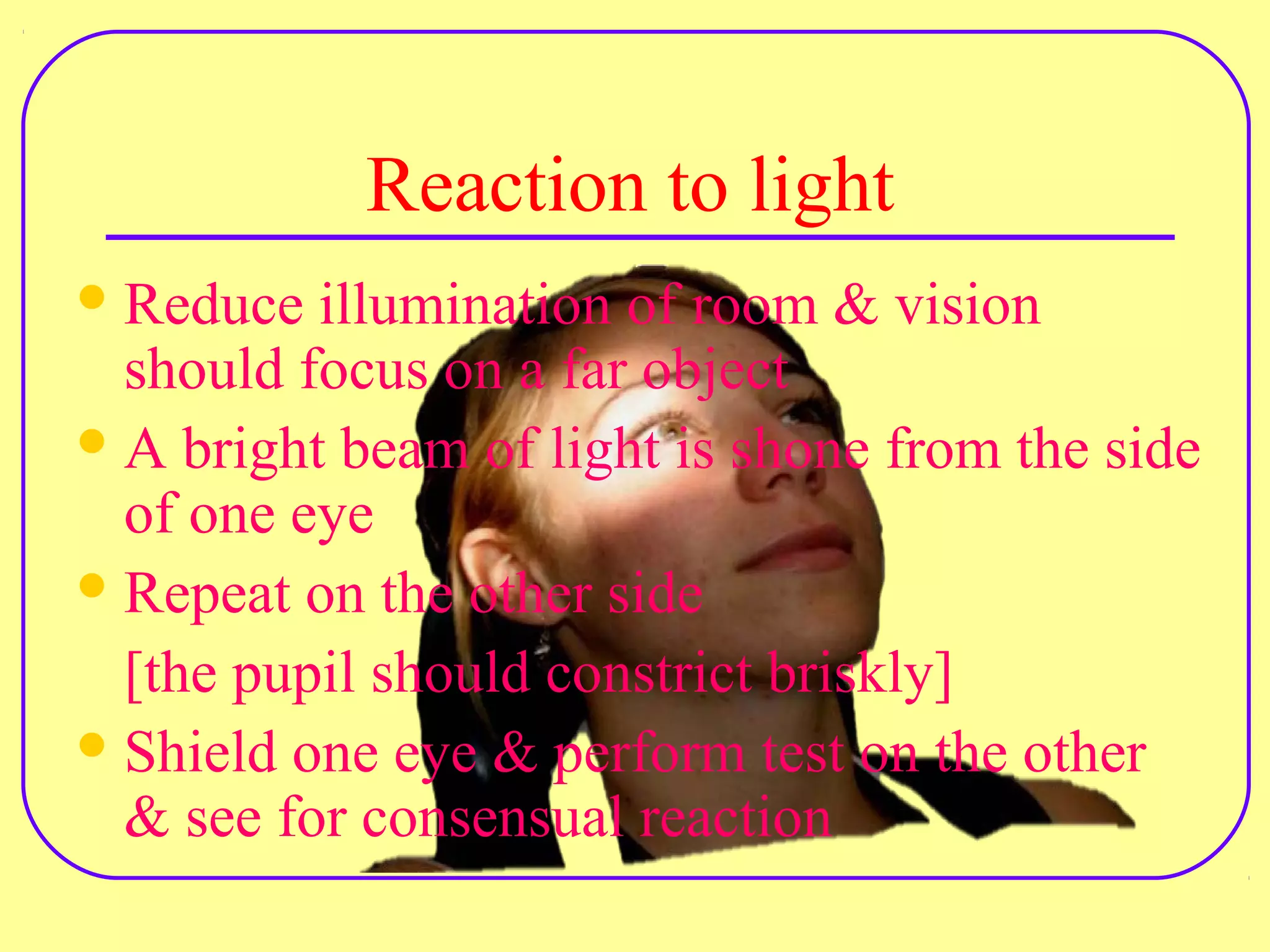 Light Perception Test Positive Cranial nerve examination | PPT