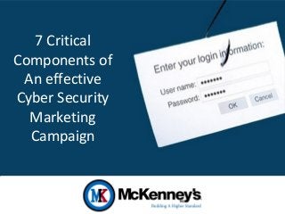 7 Critical
Components of
An effective
Cyber Security
Marketing
Campaign
 