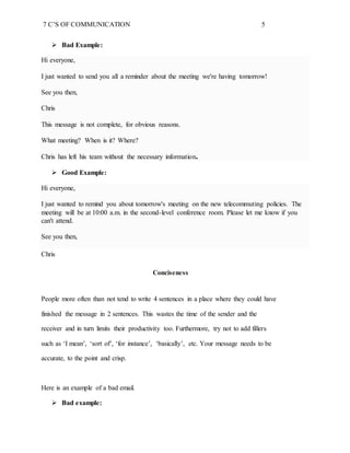 7 c's of communication | DOCX