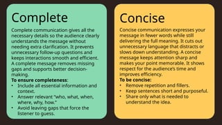 Completeness Message 7 c's of communication is the slide i created as my project | PPTX