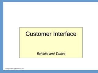 Customer Interface
Exhibits and Tables

Copyright © 2003 by Marketspace LLC

 