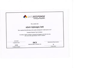 emergency response certifcate