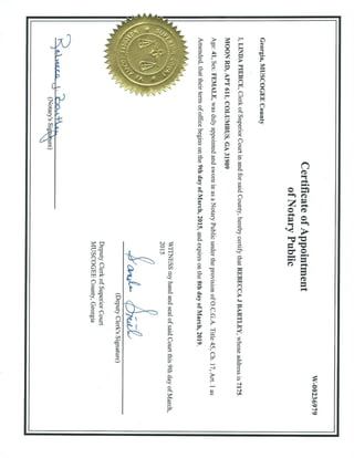 Georgia Notary Example Georgia Rebecca Notary Certificate | PDF
