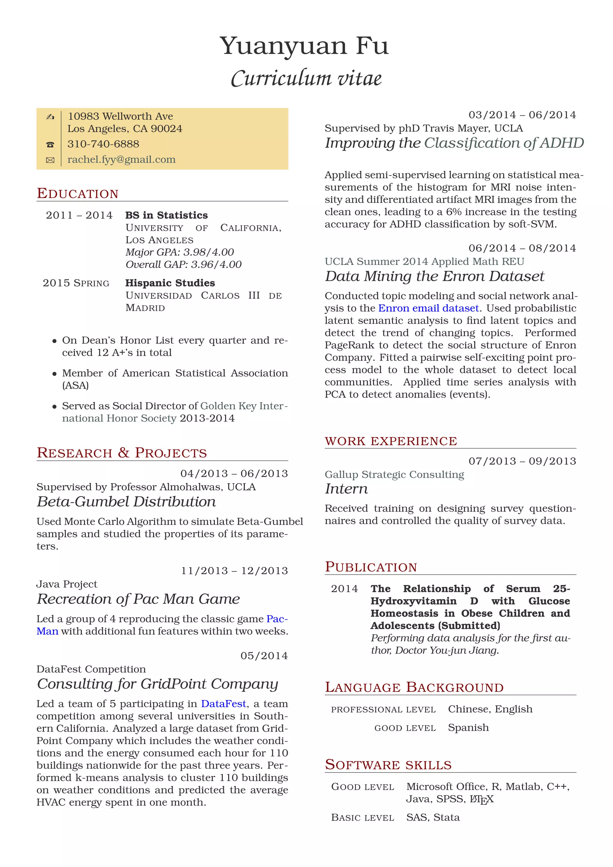 Yuanyuan Fu -CV | PDF