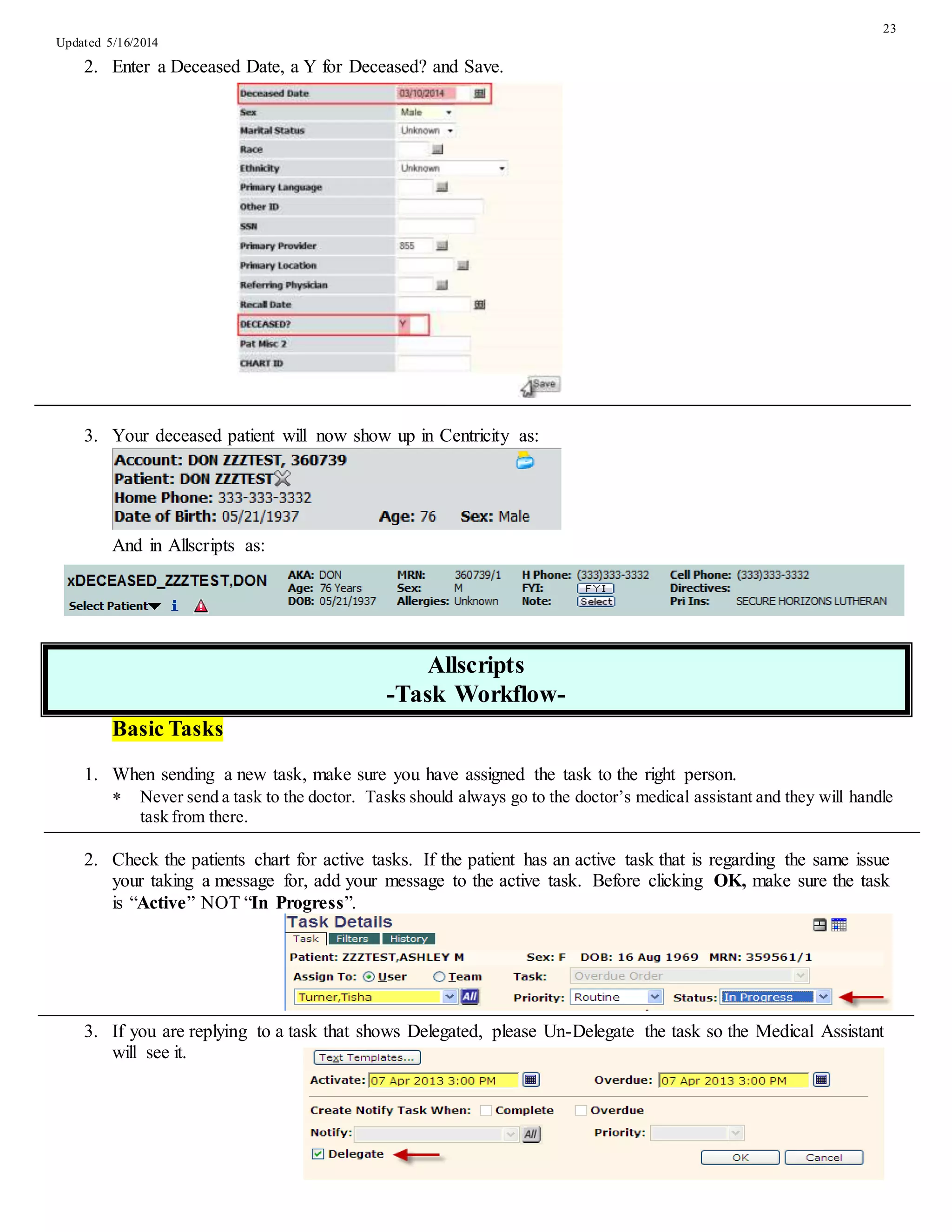 Centricity & Allscripts Trainin Manual Updated | DOCX