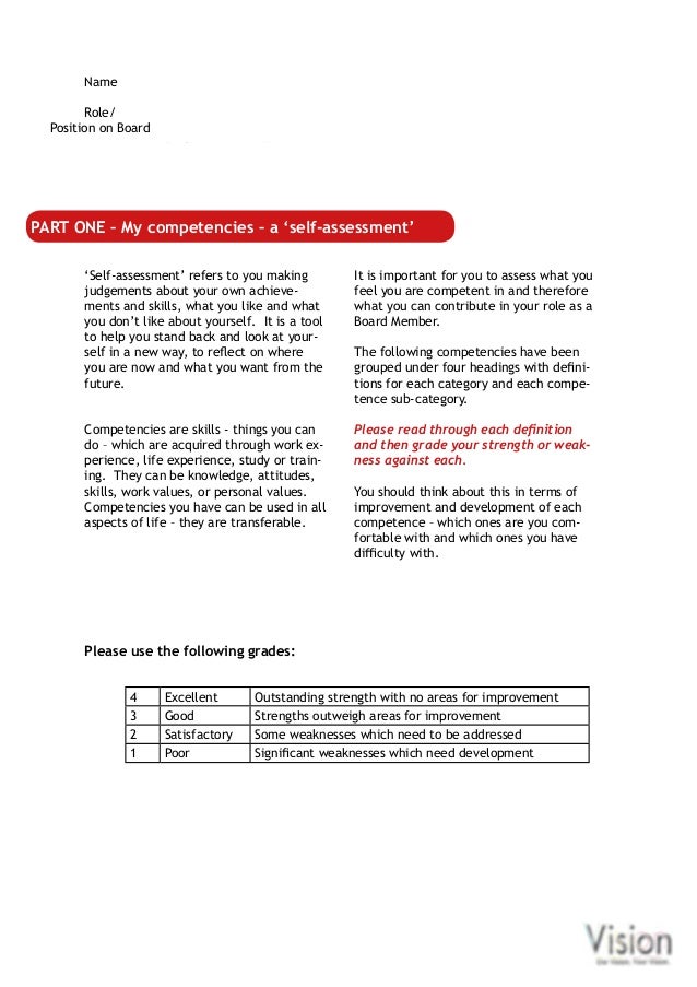Vision Self Assessment Vision Self Assessment