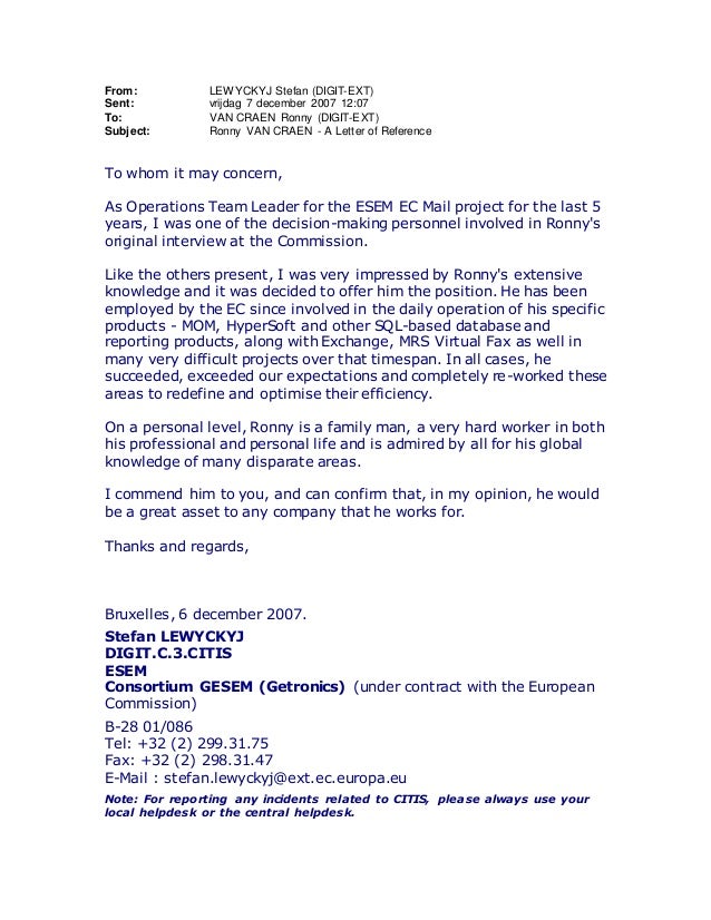 European Commission A Letter of Reference