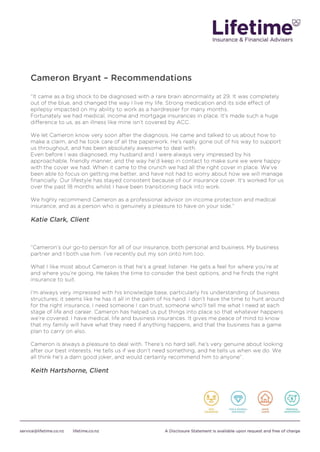 Cameron Bryant - Recommendations 260815