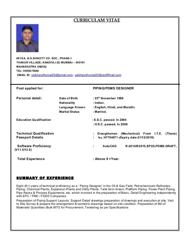 vaibhav dhumal resume piping designer resume