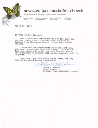 Youth leader reference letter