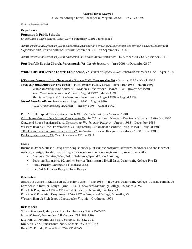 Resume2016carroll J Sawyer