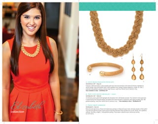 C 
D 
E 
C. ELEGANT CRYSTAL NECKLACE - SILVER 
QGAN6099-SP | $26.00 
Beautifully brilliant crystals and gorgeous detailed silver circles alternate down a 37-inch sterling silver chain. 
Just the right balance of luxury and sophistication that can best be summed up as dazzling! Wear as a single 
strand necklace or doubled up. Length: 37” with 3” extender. .925 sterling silver plating. 6 glass crystals, 6 
etched circle pendants. Lobster clasp closure. Lead-free, Nickel-free  Cadmium-free. 
Also available in gold - QGAN6099-GP 
D. CIRCLE DANGLING EARRINGS - SILVER 
QGAE4989-SP | $12.00 
Oh how sassy! Long, dangling sterling silver circles – that aren’t pure circles, making them distinct and a bit 
edgy – hang from champagne, crystal-like pendants. They sing and dance with every movement, catching light, 
making your day. Length: 2” from ear wire to end of circles. Width: Ranges from ½“to 1” circles. Champagne 
acrylic crystals. .925 sterling silver plating. Ear wire backs | Also available in gold - QGAE4989-GP 
E. RADIANT BOW BRACELET - SILVER 
QGAB5843-SP | $19.00 
There are so many things to love about the Audrey Radiant Bow Bracelet. There’s the absolutely luminous 
sterling silver, the glowing centerpiece bow of glass crystal, and the surrounding smaller sparkly and solid bows 
with tiny hearts that link the entire bracelet together. This will be a favorite! Length: 7” with 3” extender - 
.925 sterling silver plating. Glass crystal in large bow. Lobster clasp closure. Lead-free, Nickel-free  
Cadmium-free | Also available in gold - QGAB5843-GP 
 