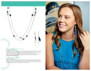 Jl	 collection 
B 
A. ETCHED TRIANGLES NECKLACE - GOLD 
QGAN7618-GP | $19.00 
Lots of chic in this piece. Three groups of three striped etched gold triangles travel through the  ne goldtone 
chain. Fashionably fun and with a retro cool vibe… it’s  attering and feels as great as it looks. Length: 31” with 3” 
extender. 9 etched triangles. 18k goldtone plating. Lobster clasp closure. Lead-free, Nickel-free  
Cadmium-free | Also available in silver - QGAN7618-SP 
B. JOYFUL JOLIE CLEAR CRYSTAL NECKLACE - GOLD 
QGAN7417-GP-C | $19.00 
Carefree, light, jubilant collection of goldtone charms and glass crystal pendants – accented by a large ¾” 
teardrop shaped crystal. It all falls together at di erent lengths from a gold circled ring. Also includes small 
glass crystal, cut-out leaf, small  ower, pink crystal-like bauble, and hanging gold chains. Length: 18” 
18k goldtone plating. ¾” teardrop shape clear glass crystal pendant.. Assorted charms:  ower, pink plastic 
crystal,  ower-shaped charm, stencil leaf charm, small hanging decorative chains, gold circle ring. Lobster clasp 
closure. Lead-free, Nickel-free  Cadmium-free. | Also available in pink crystal with gold - QGAN7417-GP-P 
and lavender crystal with silver - QGAN6903-P 
C. SILVER WING NECKLACE 
QGAN7418-SP | $24.00 
Such a unique piece. Embellished with purple and pink stones and multi-color re ective glass crystals that 
are encrusted into the one-and-a-half-inch wing, it falls at the end of a triple-lengthed chain that also features 
a mini sterling silver plated heart and delicate tiny pearls. Length: 18½“ (longest chain) with 3” extender. .925 
sterling silver plating. 1½“ wing shaped pendant with glass crystals and pearls. Silver-plated heart charm. 
Lobster clasp closure. Lead-free, Nickel-free  Cadmium-free. | Also available in gold - QGAN7418-GP 
A 
C 
 