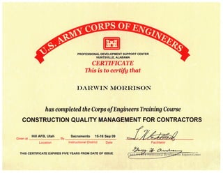 Darwin Morrision QCM Certificate