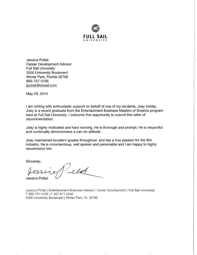 entertainment business letter of recommendation career development letters of recommendation business