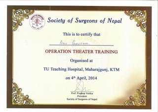 Operation theatre training