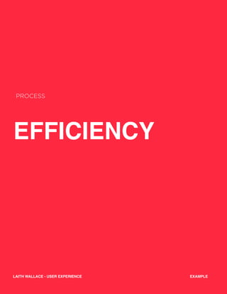 EFFICIENCY
PROCESS
EXAMPLELAITH WALLACE - USER EXPERIENCE
 