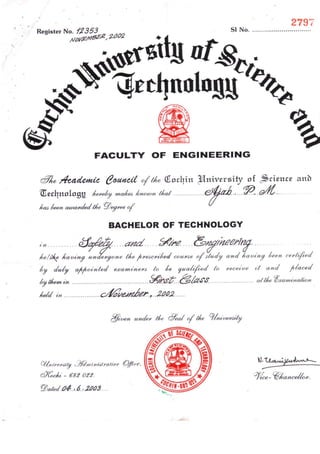 B.Tech certificate
