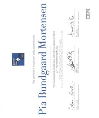2014 IBM certificat - Hundred Percent Club