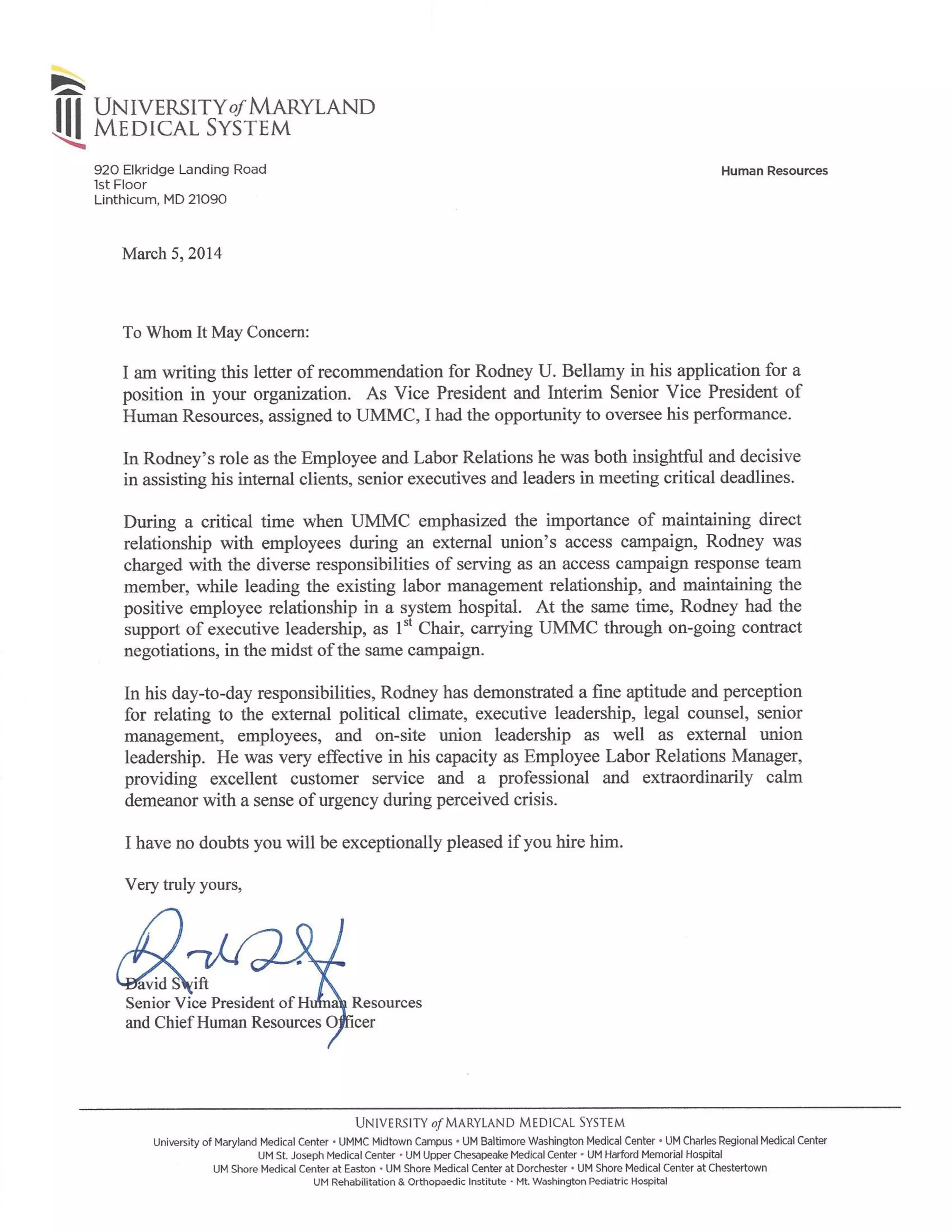 Reference Letter From Swift Example.pdf David Swift Recommendation Letter RUBellamy | PDF