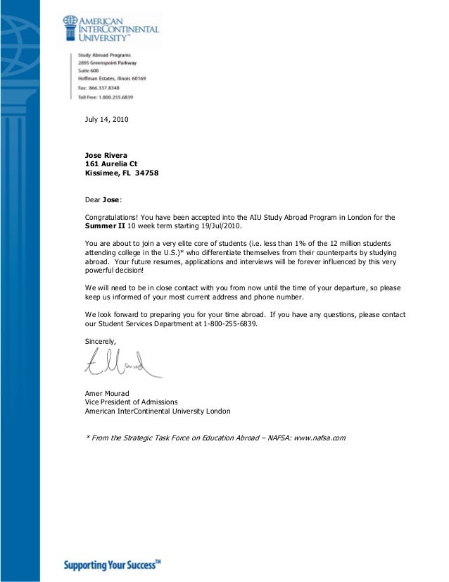 accepted letter