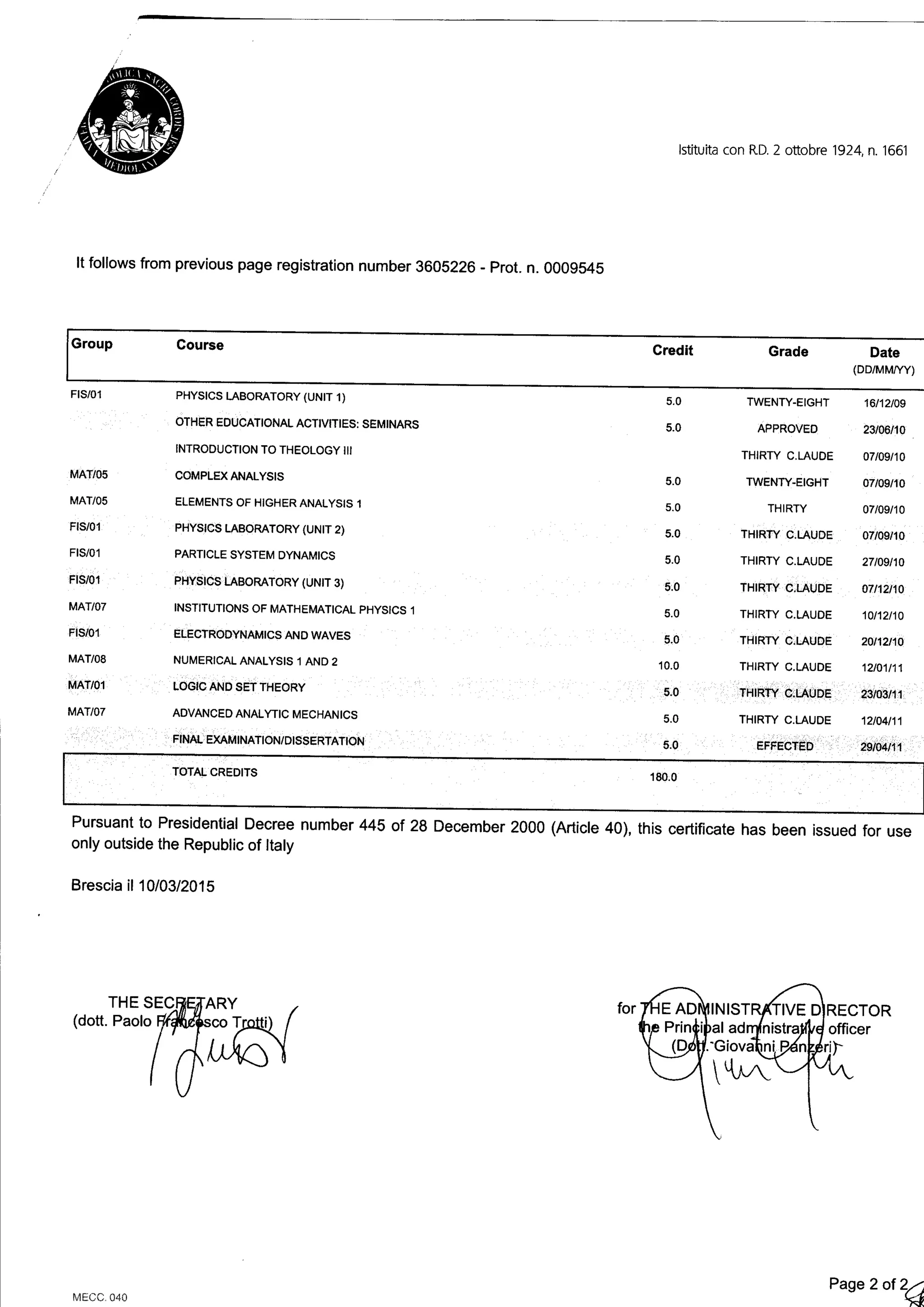 First degree in Math | PDF