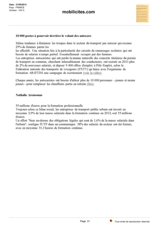 Tous droits de reproduction réservés
Date : 31/05/2013
Pays : FRANCE
Surface : 104 %
Page 31
 