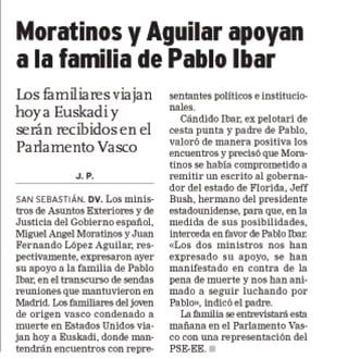 Moratinos y Aguilar apoyan a la familia de Pablo Ibar