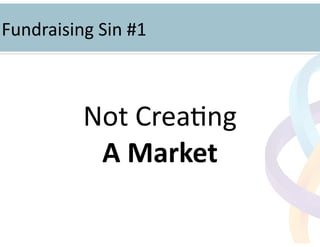 !
Not	
  Crea=ng	
  	
  
A	
  Market	
  
!
Fundraising	
  Sin	
  #1	
  
 