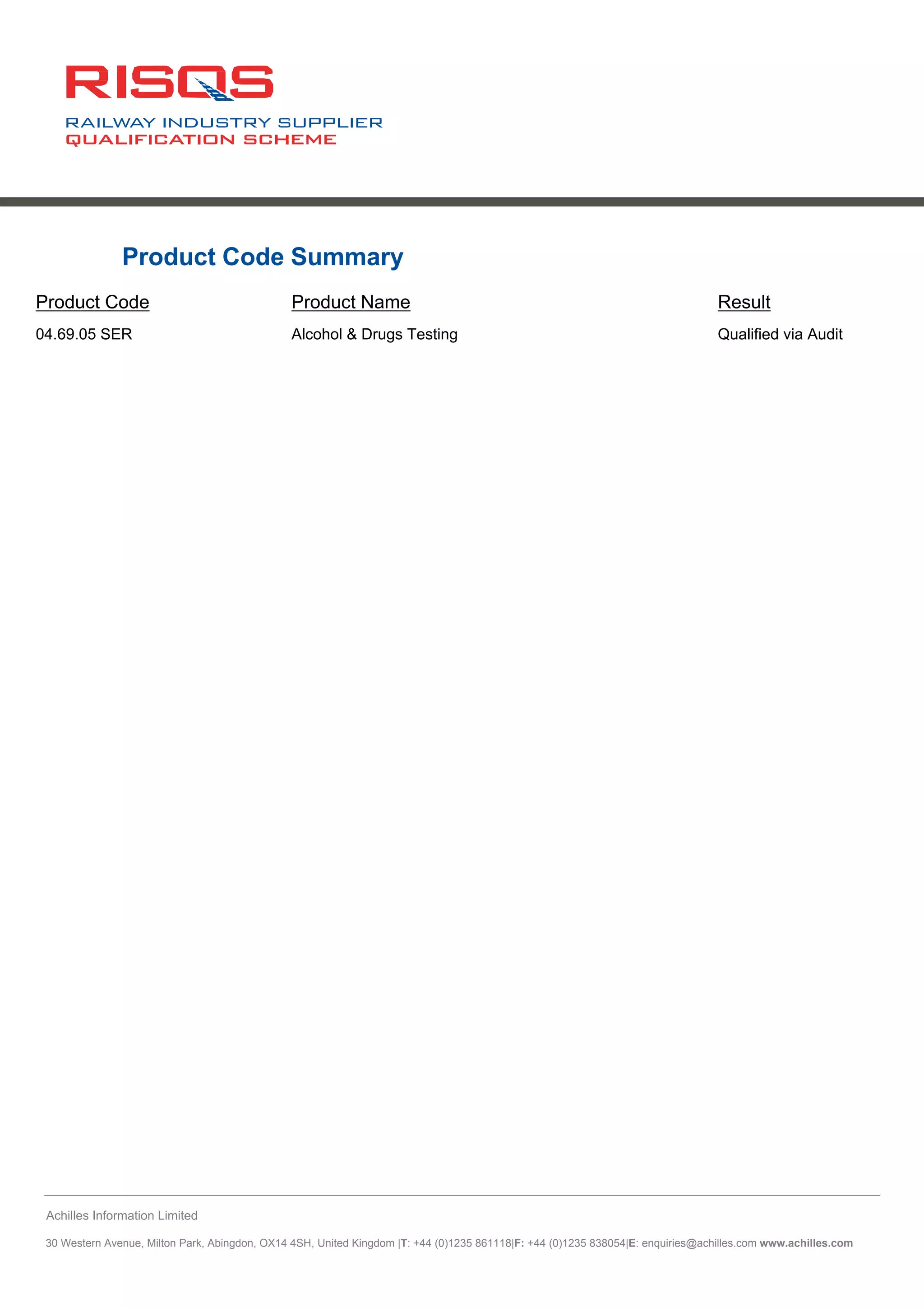RISQS CERT OF AUDIT | PDF