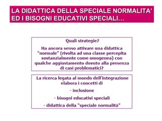 LA DIDATTICA DELLA SPECIALE NORMALITA’LA DIDATTICA DELLA SPECIALE NORMALITA’
ED I BISOGNI EDUCATIVI SPECIALI…ED I BISOGNI EDUCATIVI SPECIALI…
 